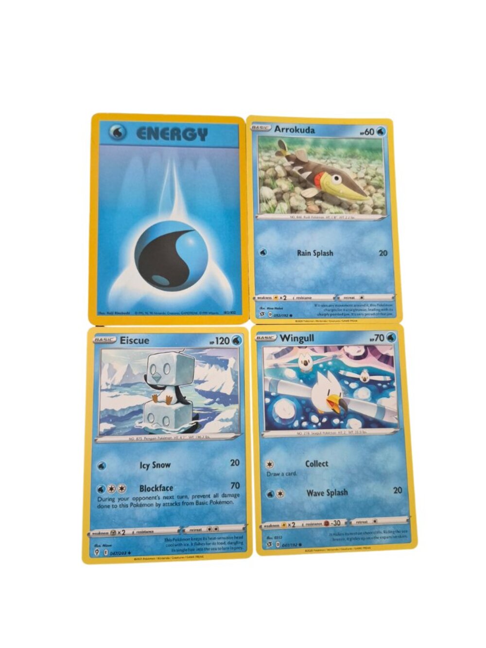 Pokemon Card Lot Water Type Eiscue Wingull Arrokuda Energy Mixed Bundle NM